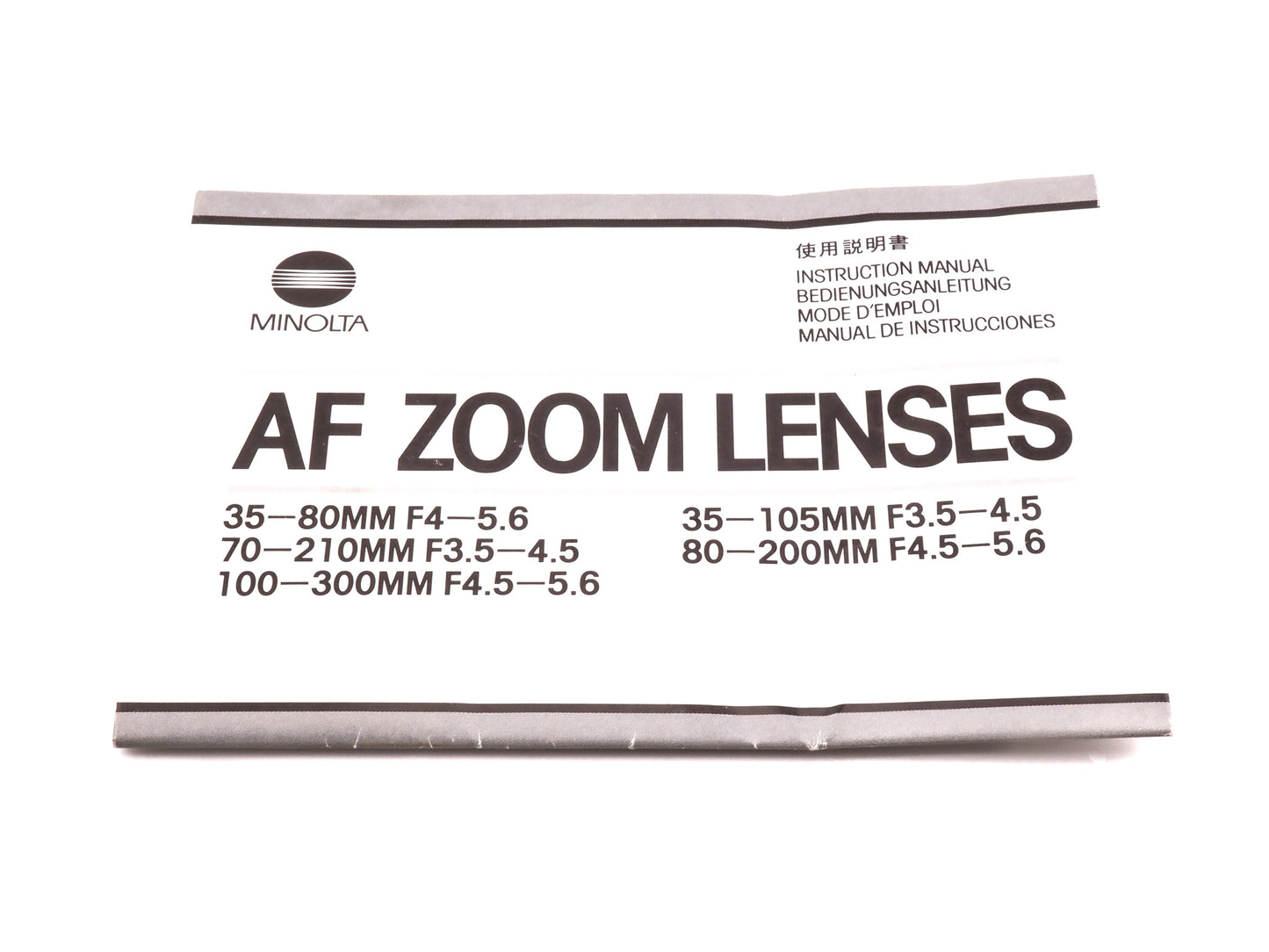 Minolta AF Zoom Lenses Instructions