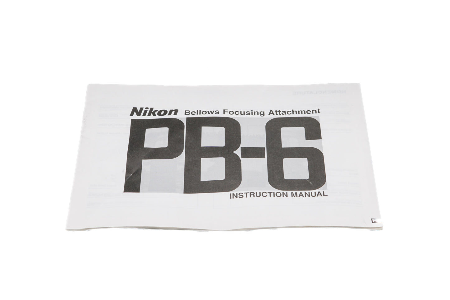 Nikon PB-6 Bellows Instructions - Accessory