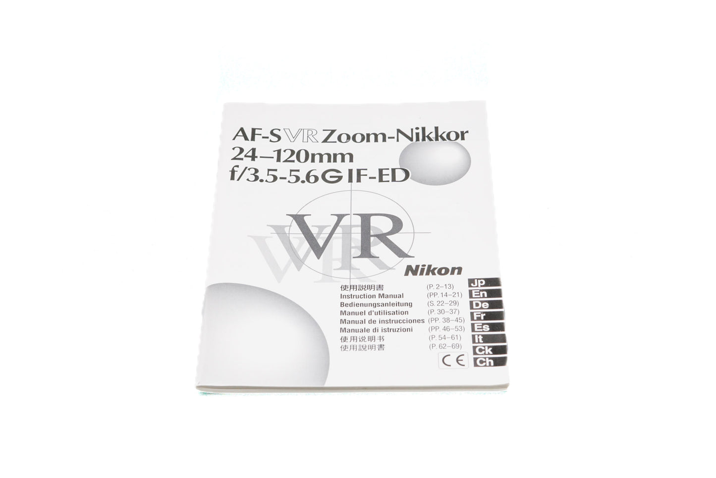 Nikon 24-120mm f3.5-5.6 AF-S Nikkor G IF-ED VR Instructions - Accessory
