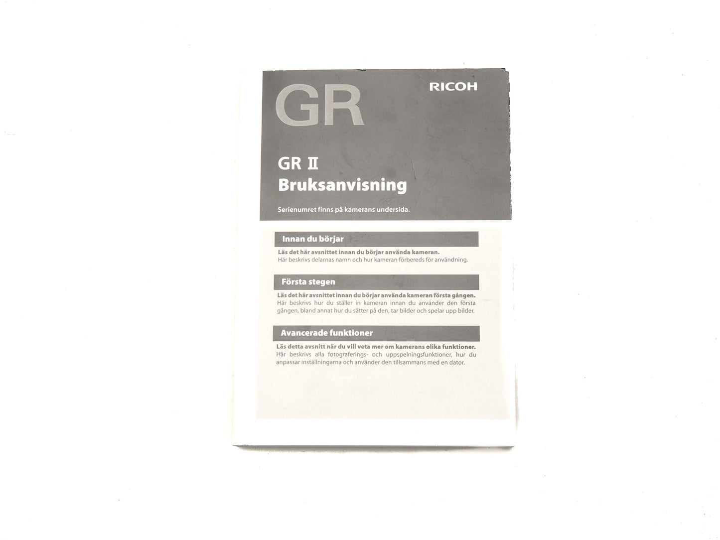 Ricoh GR II Instructions