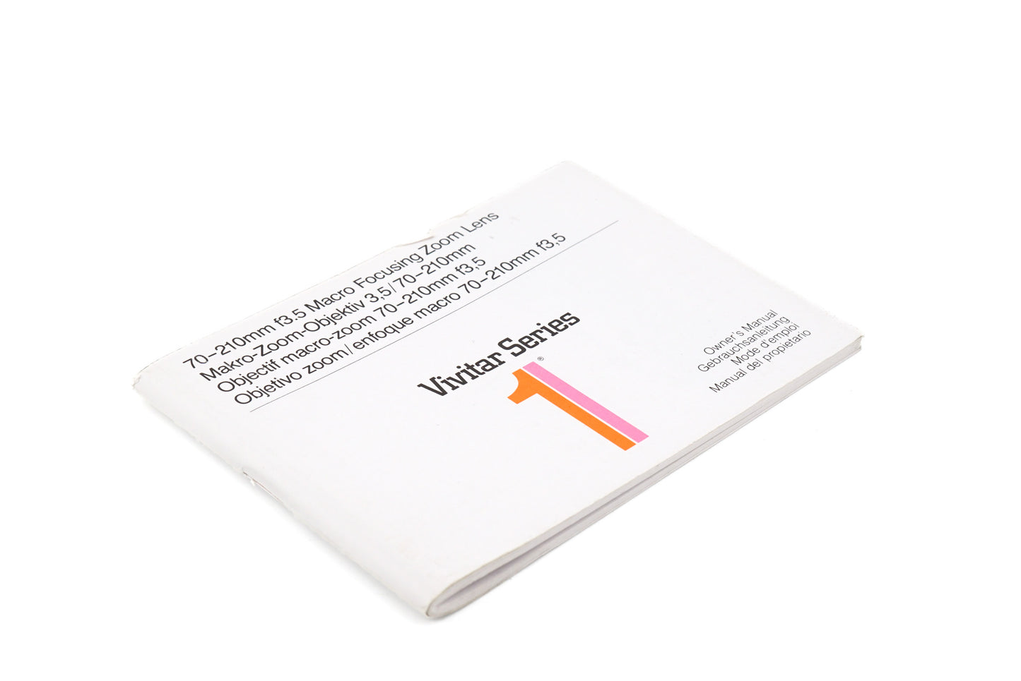 Vivitar 70-210mm f3.5 Macro Focusing Zoom Series 1 Instructions - Accessory