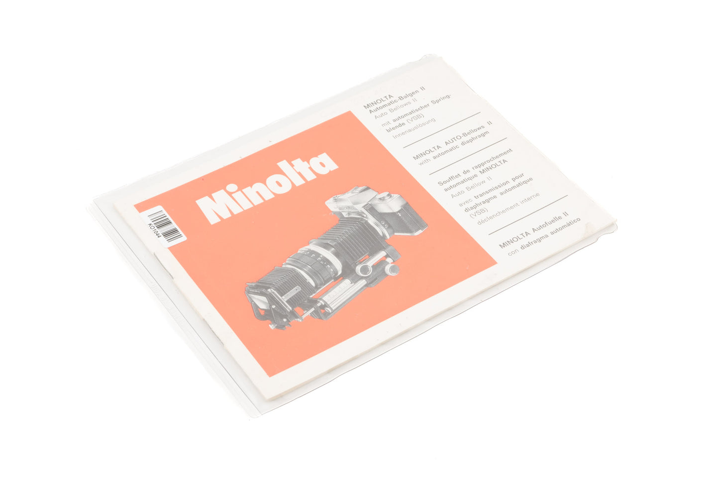 Minolta Auto Bellows II Instructions - Accessory