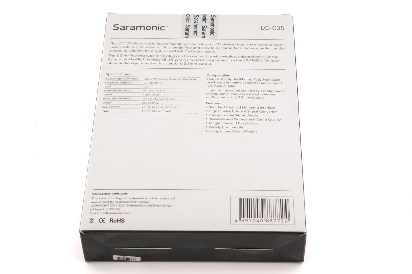 Saramonic 3.5mm Male Jack To Lightning Audio Interface (LC-C35)