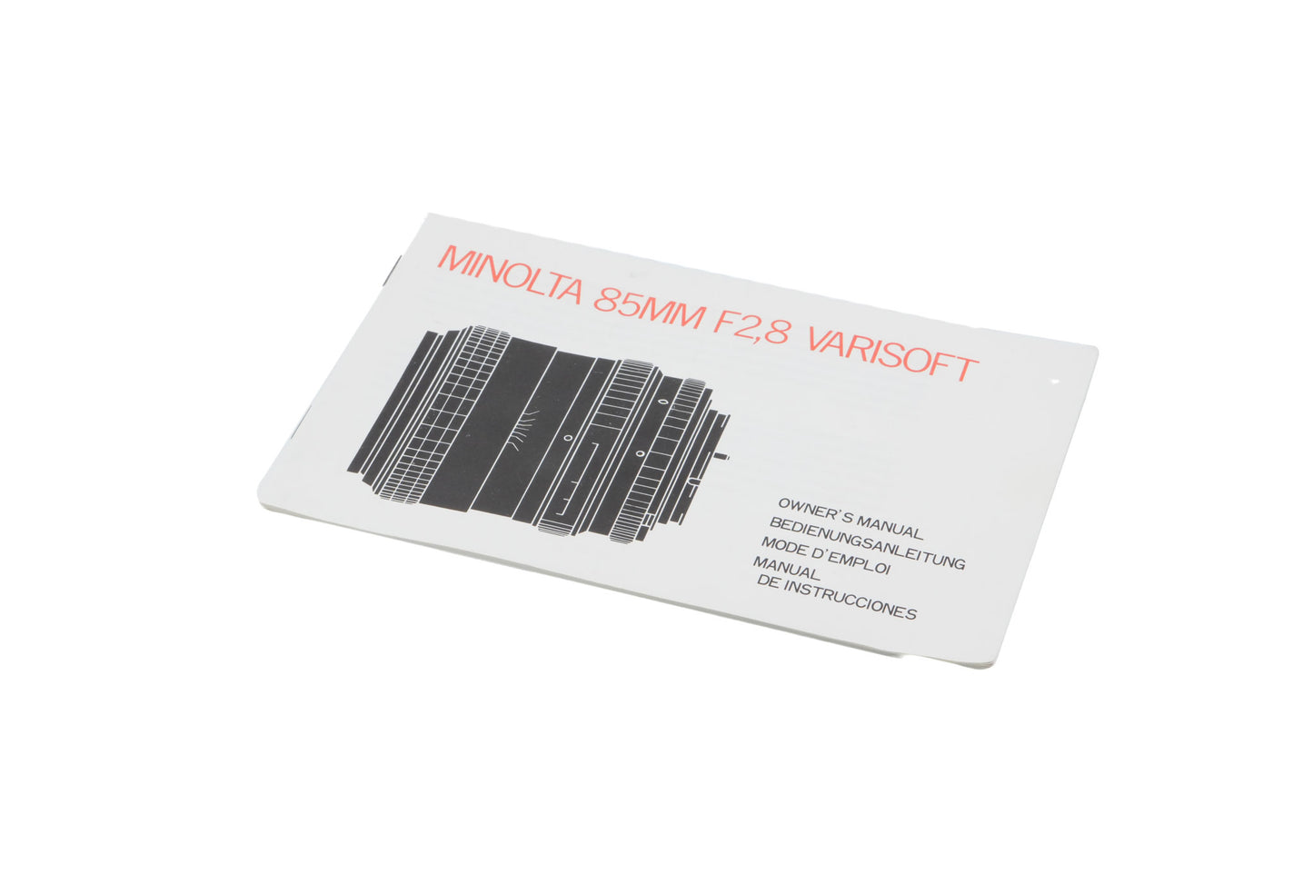 Minolta 85mm f2.8 Varisoft Rokkor Instructions