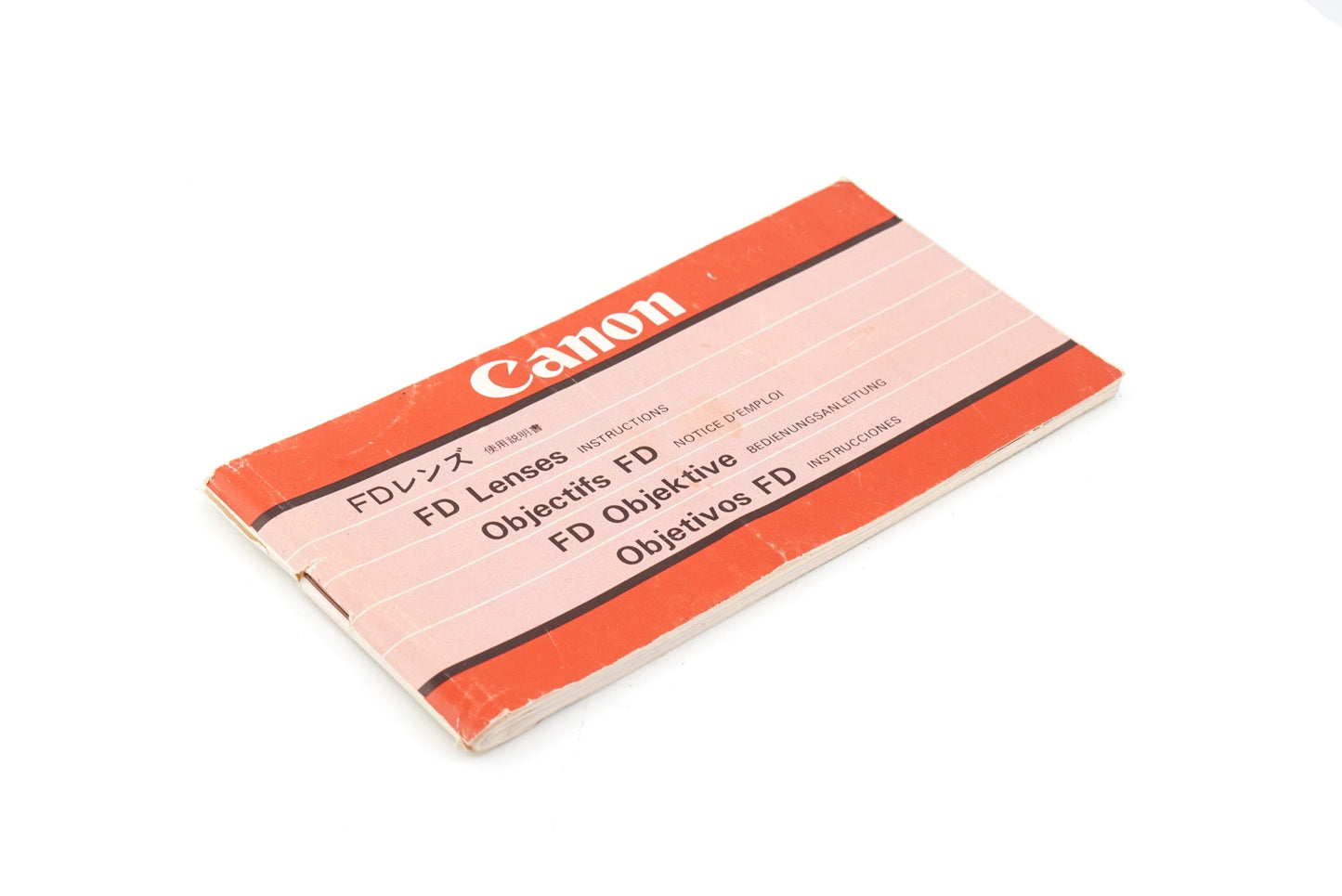 Canon FD Lenses Instructions