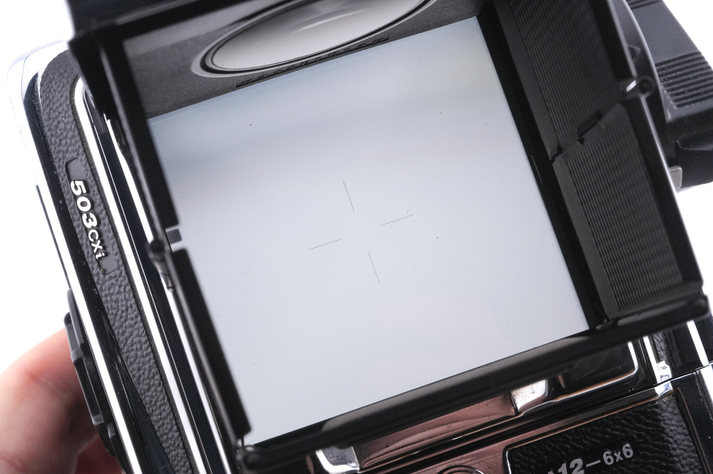 Hasselblad 503CXi (Silver, 10026) + A12N Film Magazine + Waist Level Finder (New / Chrome, 42315) + Acute Matte Focusing Screen (42165)