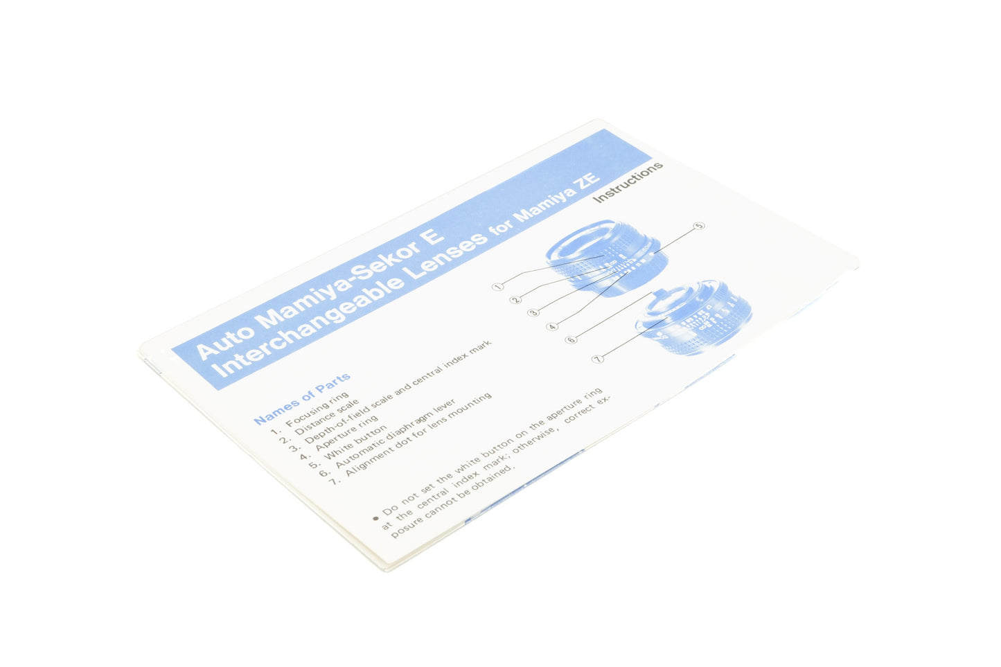 Mamiya Auto Sekor E Interchangeable Lenses Brochure - Accessory