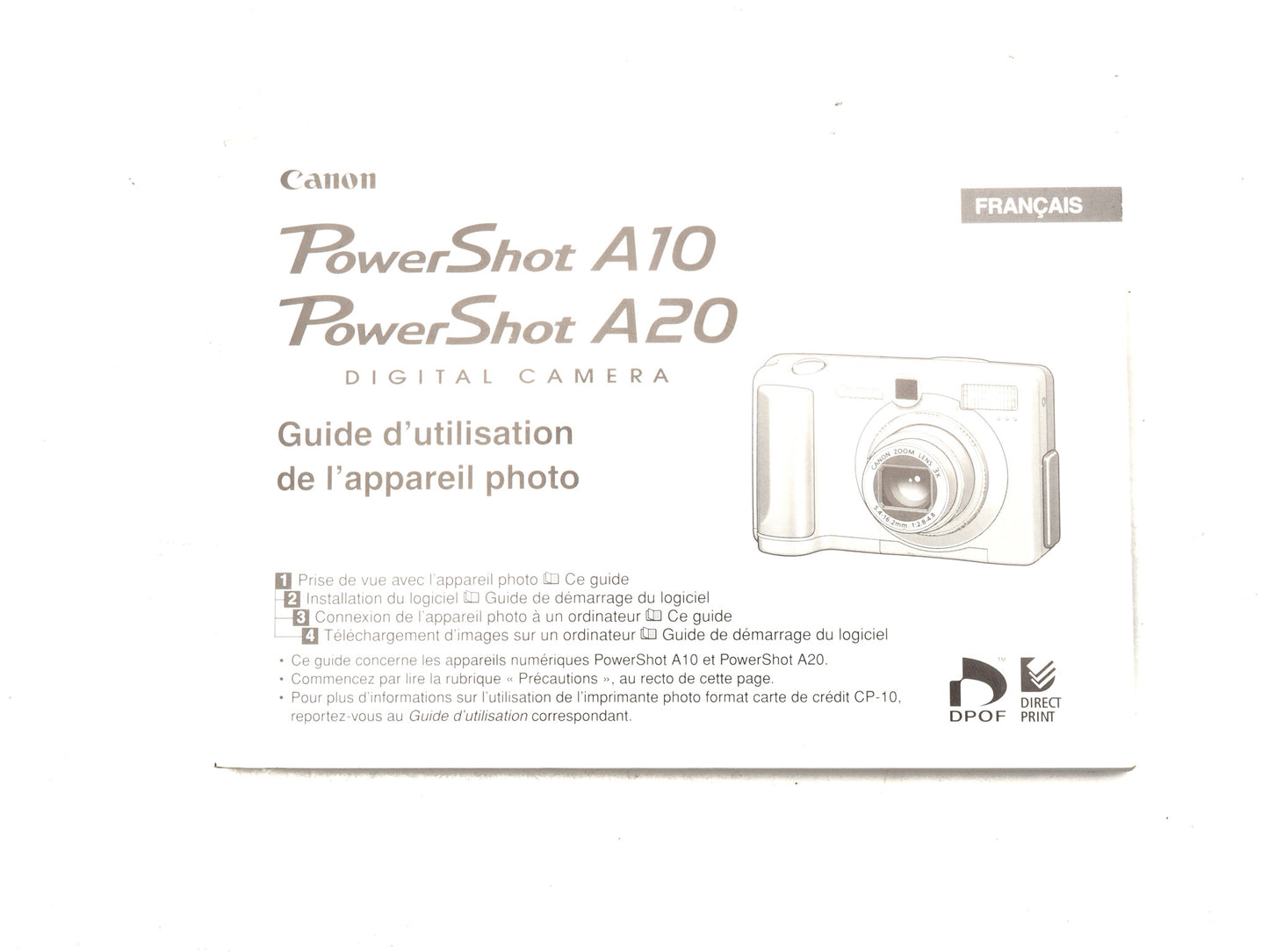 Canon PowerShot A10 / A20 Instructions
