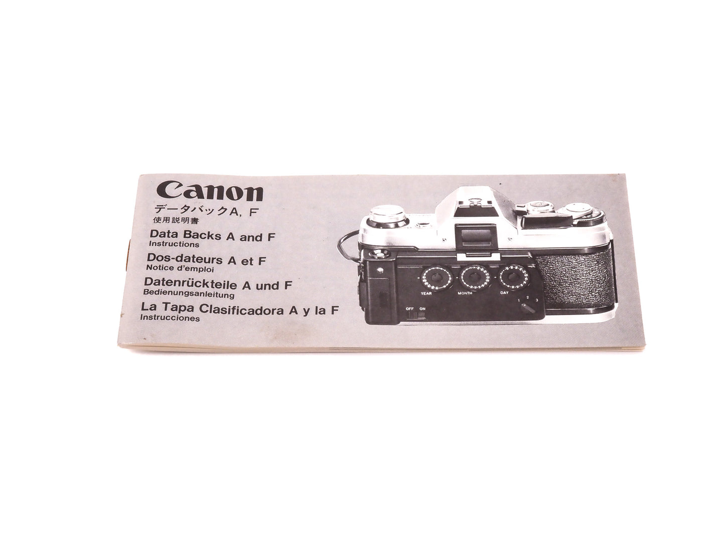 Canon Data Back A and F Instructions