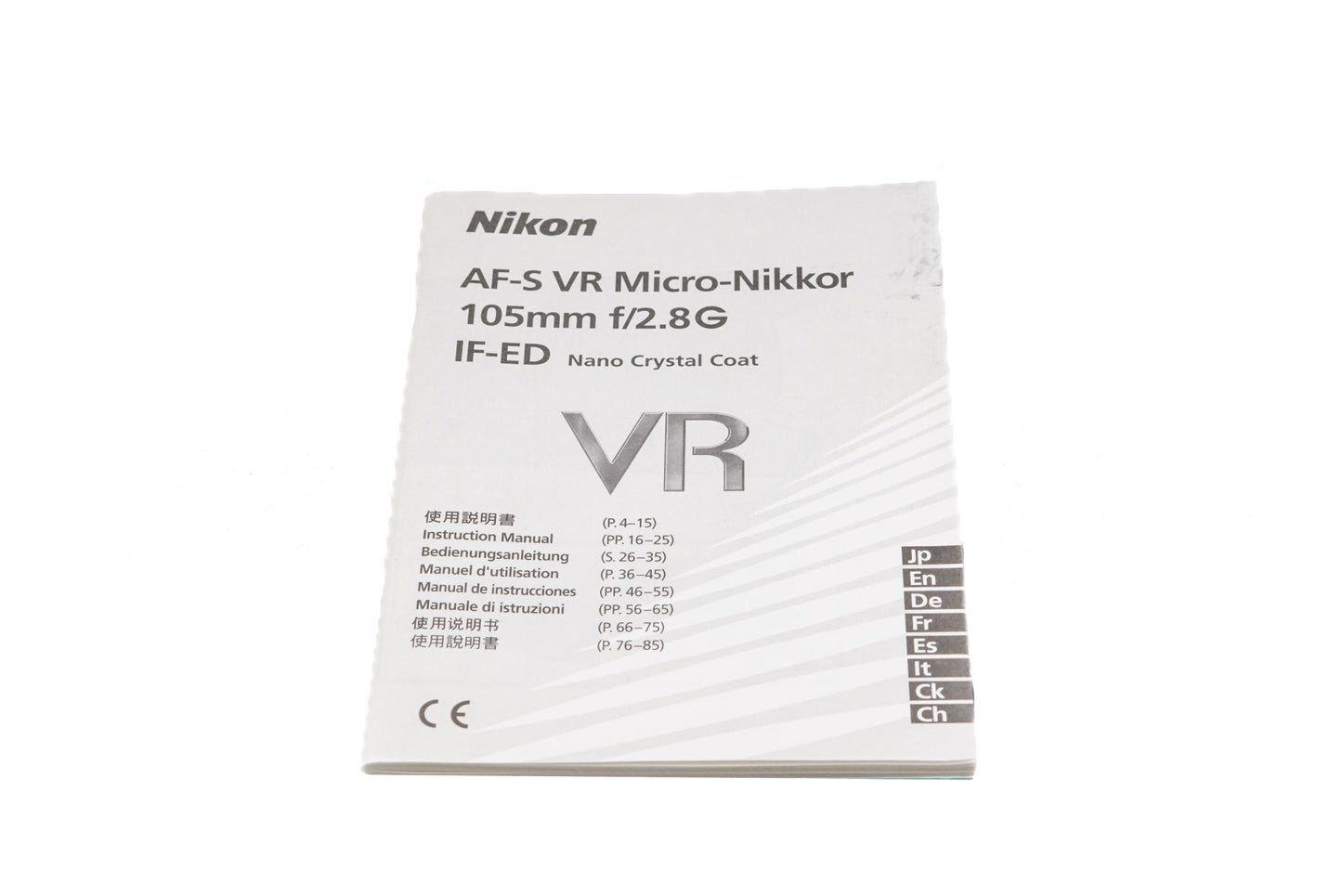 Nikon 105mm f2.8 AF-S Micro-Nikkor G ED N VR Instructions