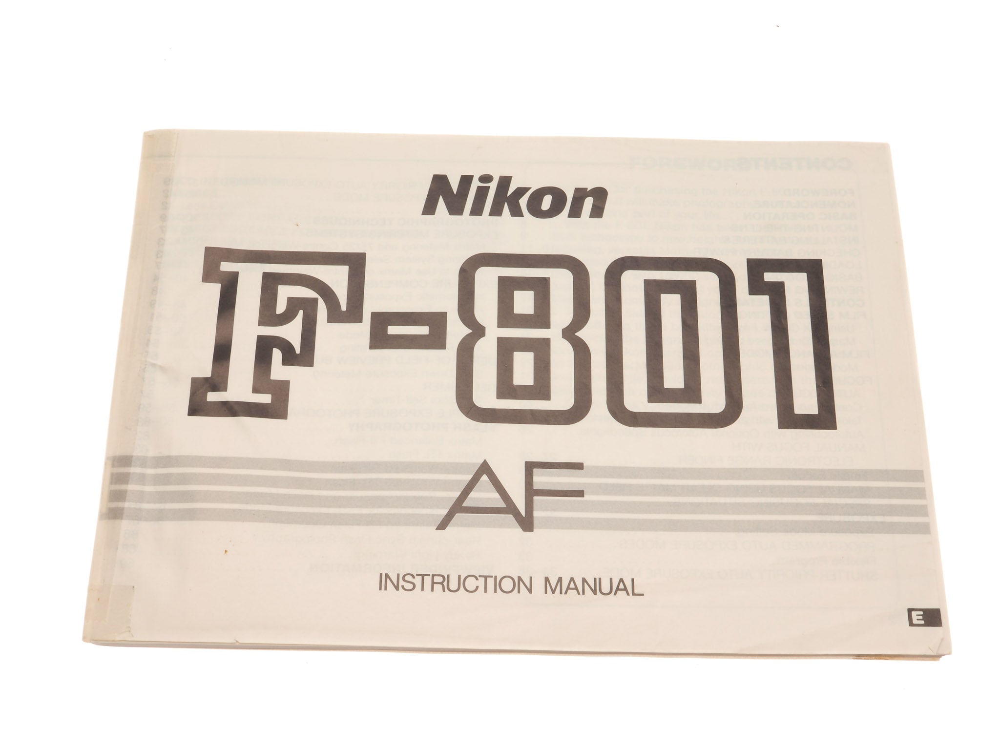 Nikon F-801 AF Instructions Accessory – Kamerastore