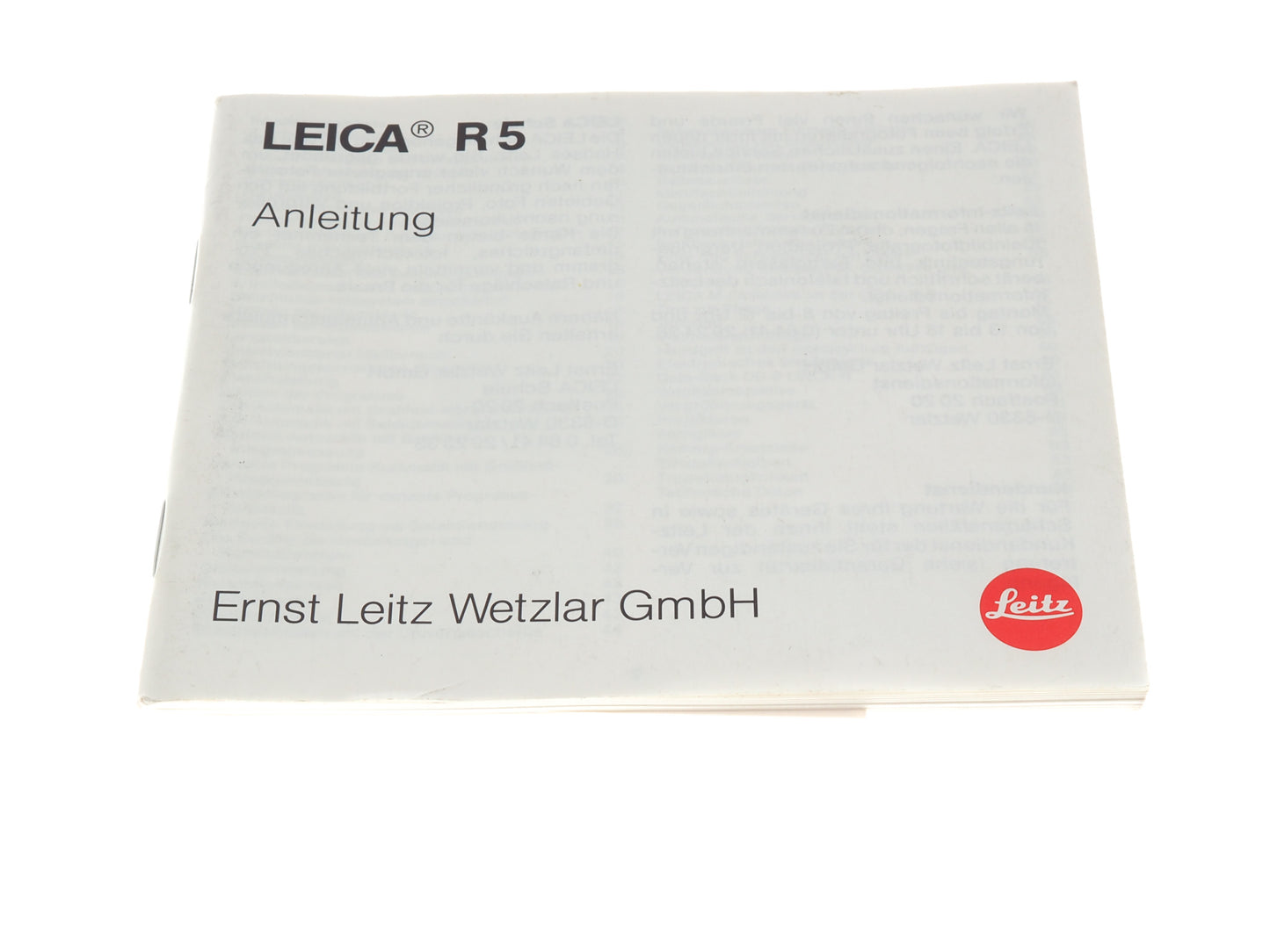 Leica R 5 Instructions