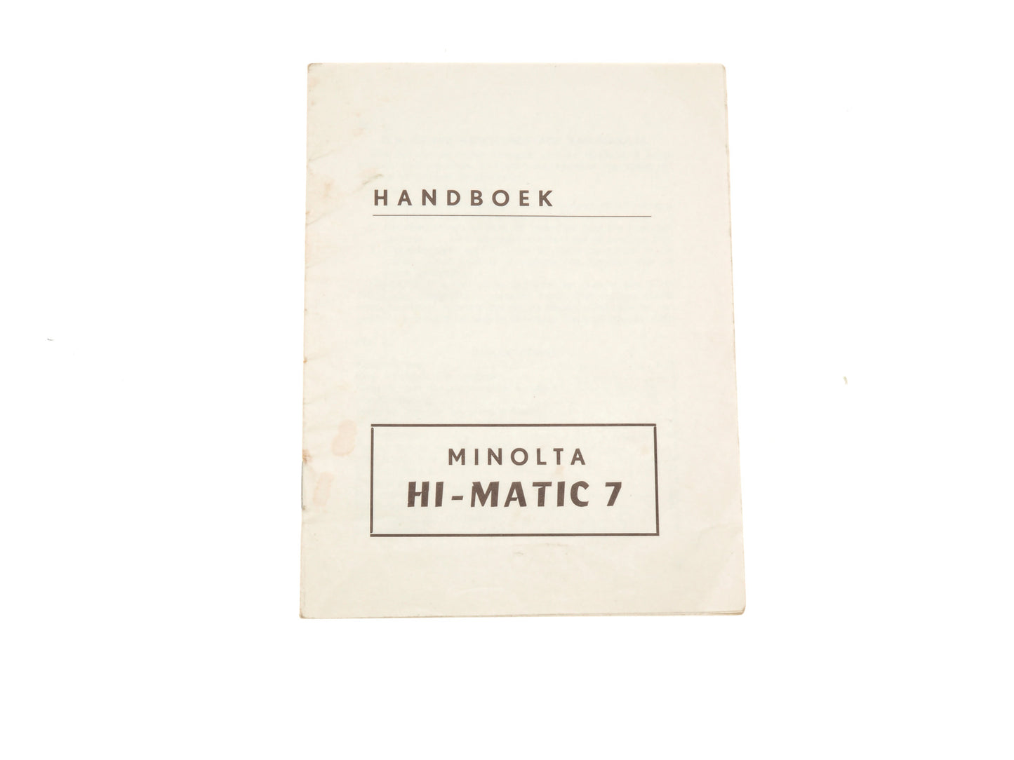 Minolta Hi-Matic 7 Instructions