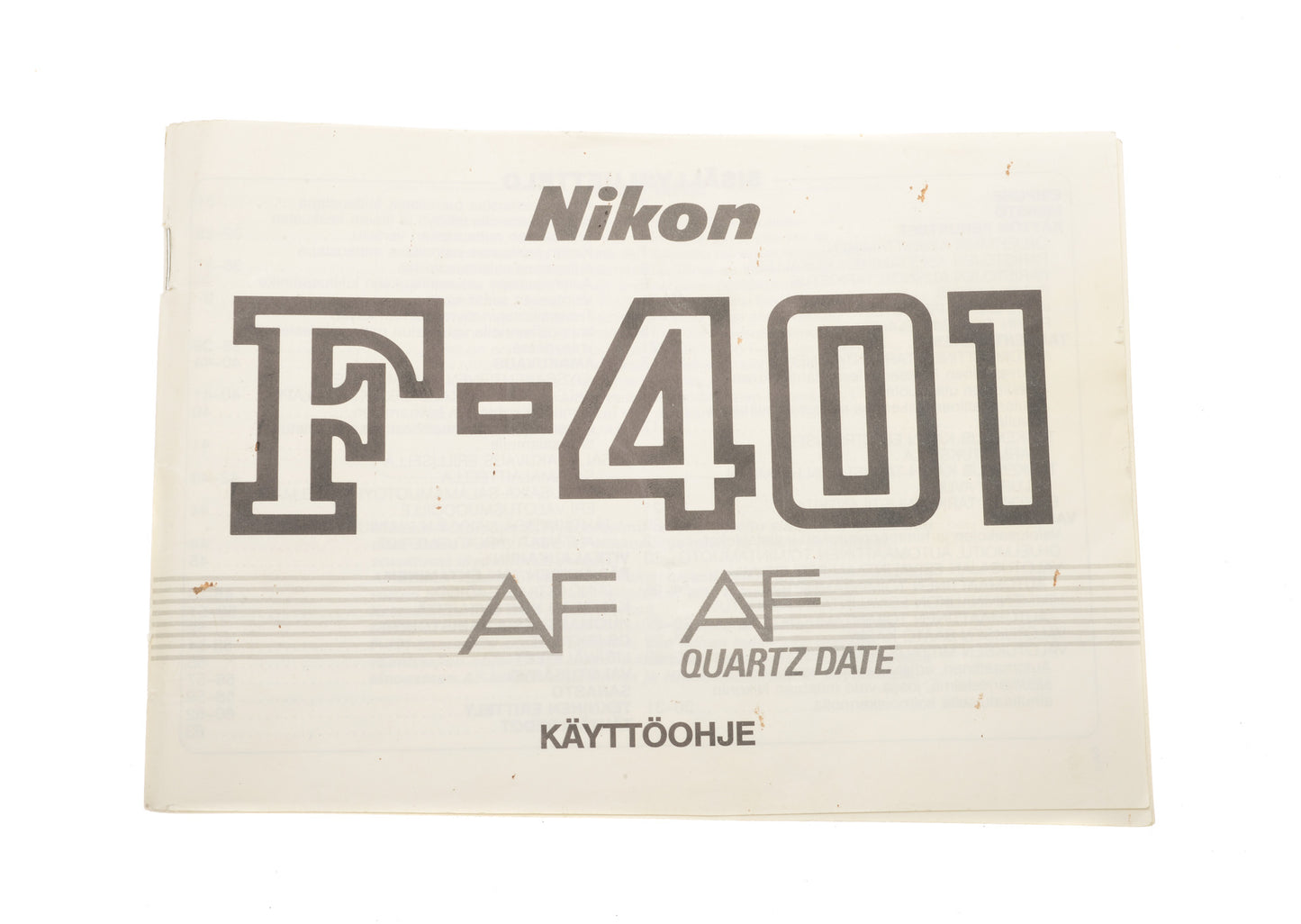 Nikon F-401 AF / AF Quartz Date Instructions