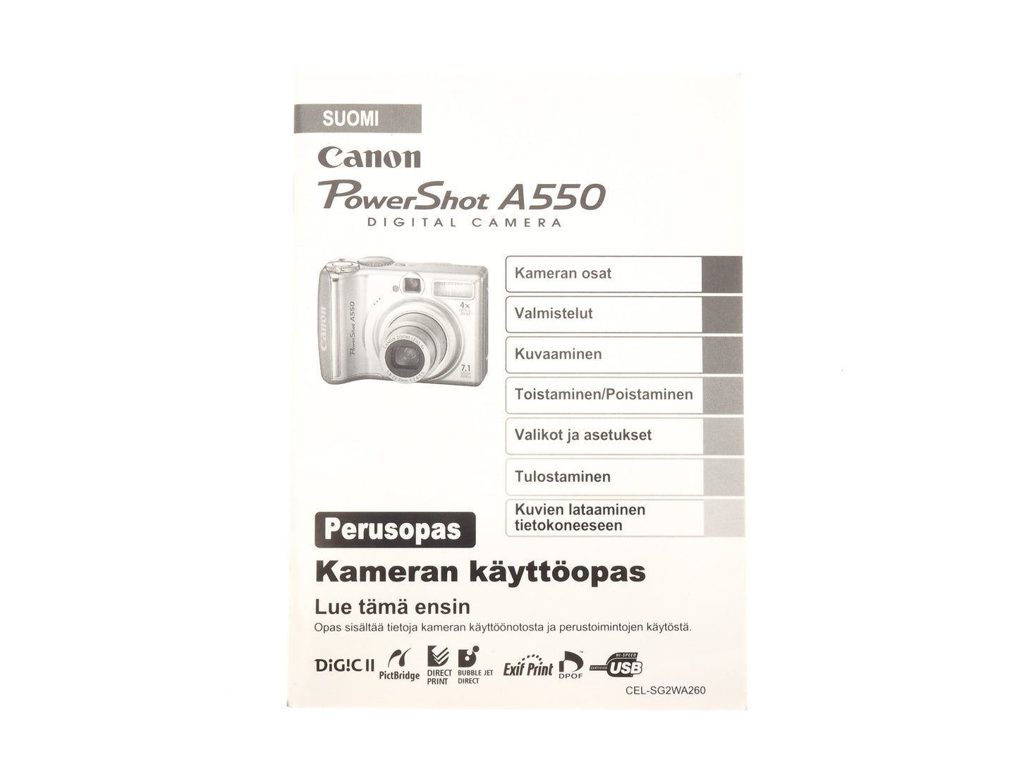 Canon PowerShot A550 Instructions