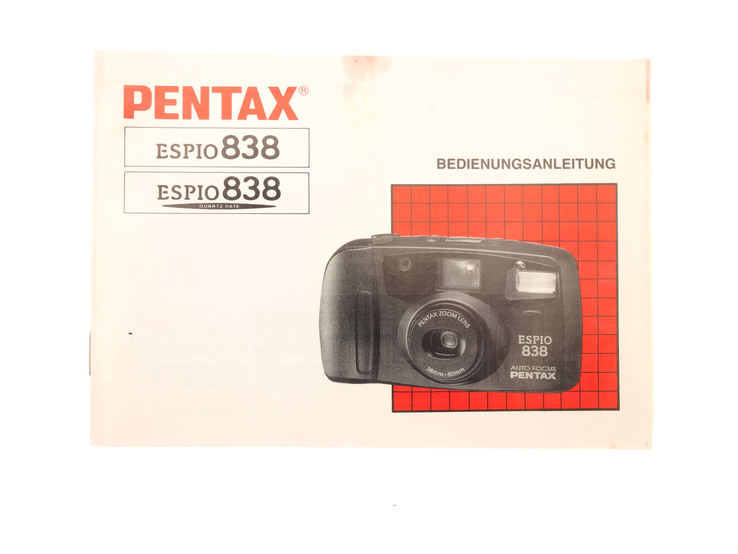 Pentax Espio 838/838 Quartz Date Instructions