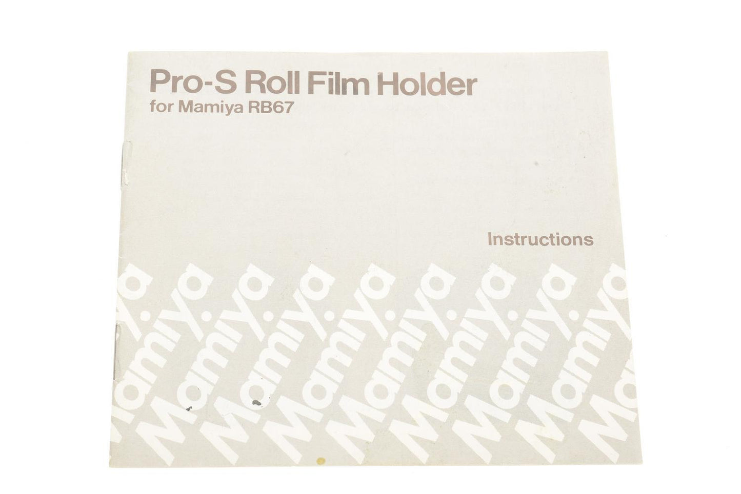 Mamiya 120 6x7 Pro-S Roll Film Holder Instructions - Accessory