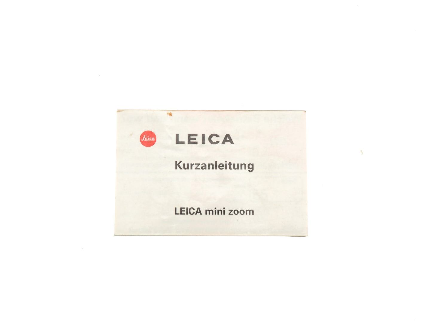 Leica Mini Zoom Instructions