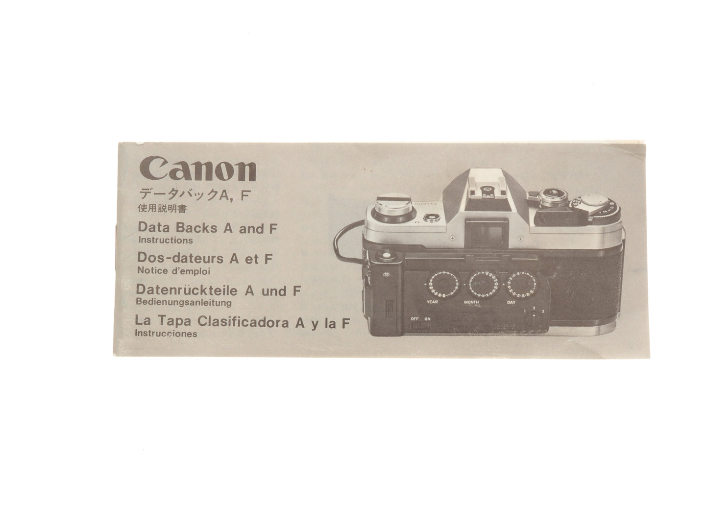 Canon Data Back A and F Instructions - Accessory