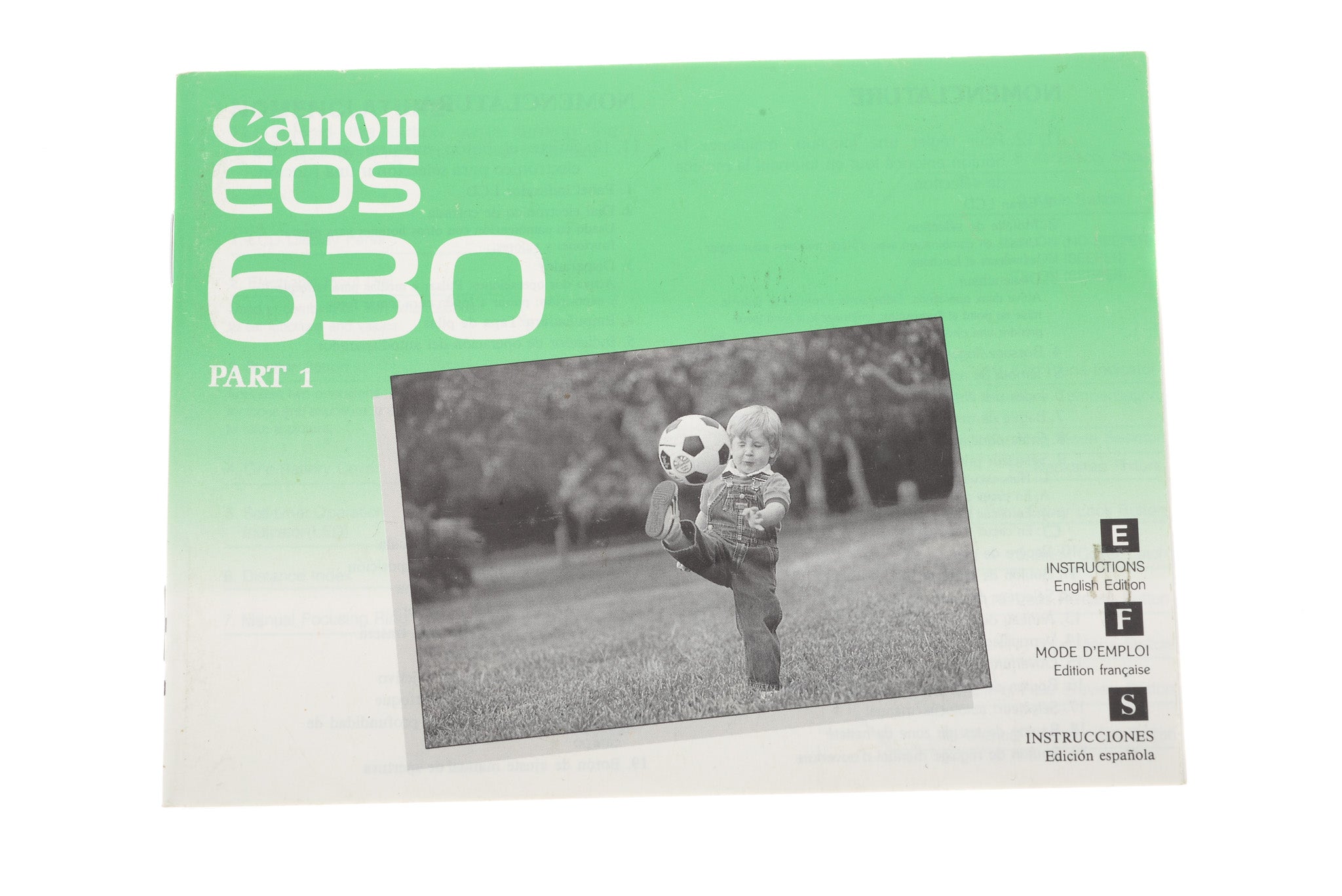 Canon EOS 630 Instructions Part 1 - Accessory – Kamerastore