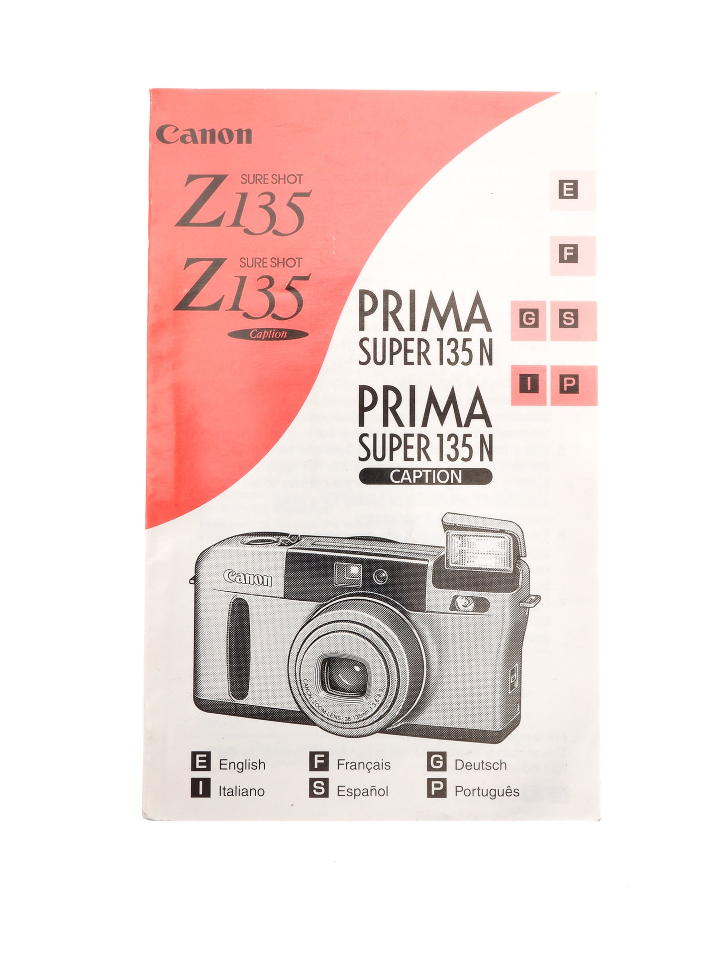 Canon Z Sure Shot 135 (Caption) / Prima Super 135 N (Caption) Instructions - Accessory