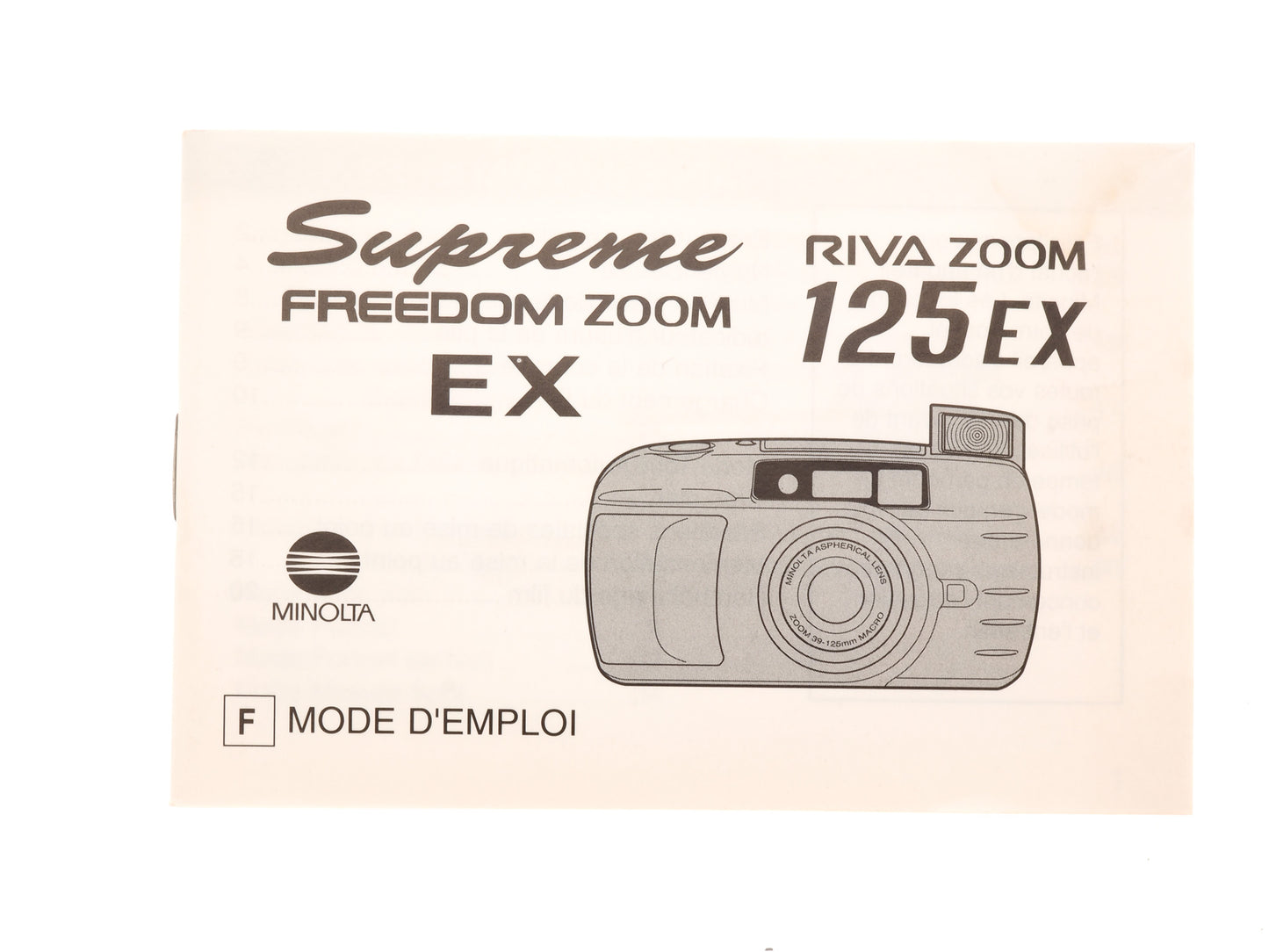 Minolta Supreme Freedom Zoom EX / Riva Zoom EX Instructions