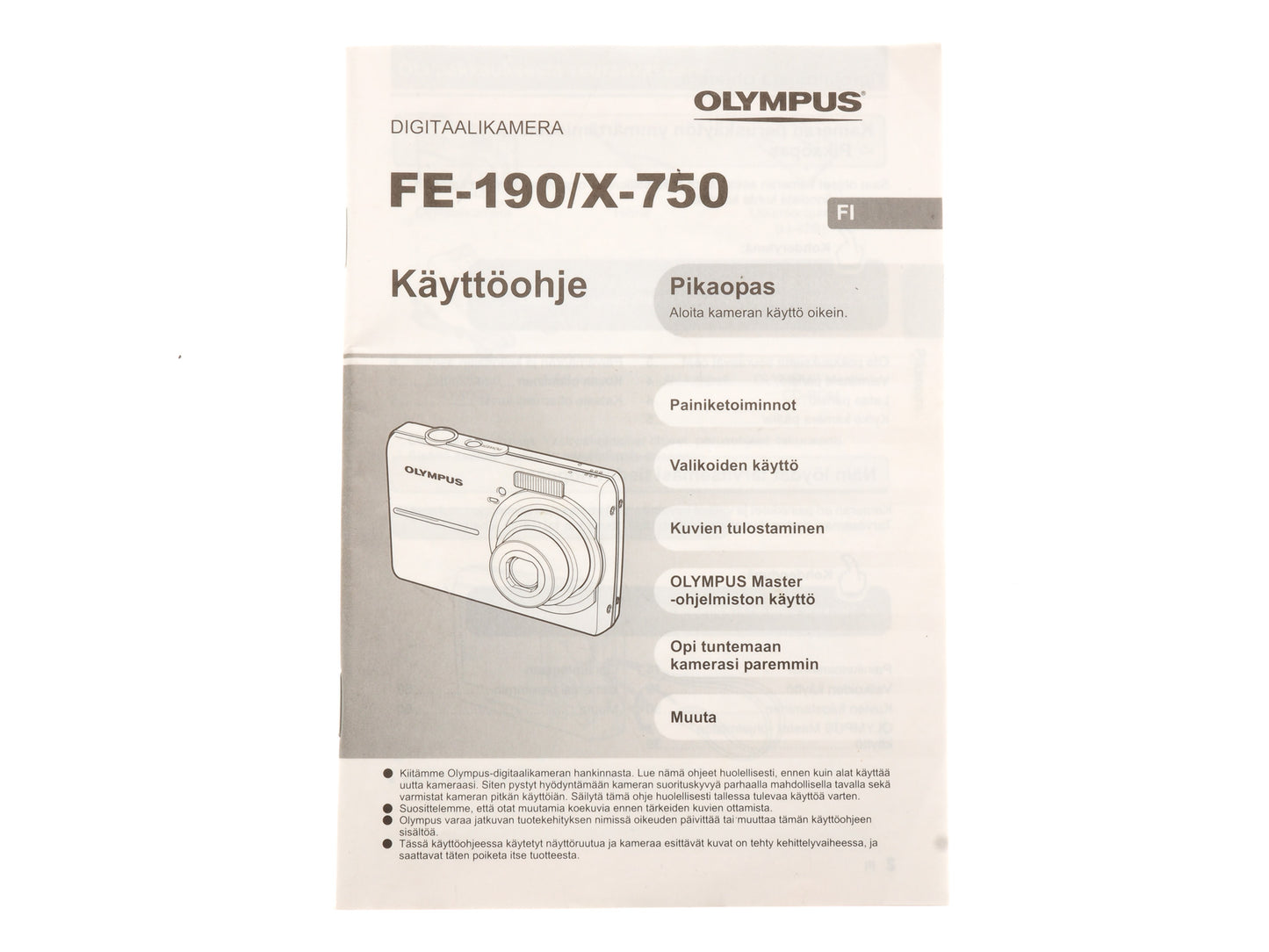 Olympus FE-190 / X-750 Instructions