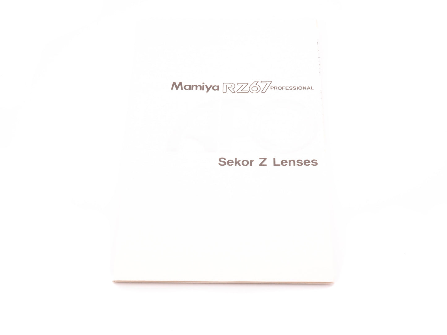 Mamiya RZ67 Professional Sekor Z Lenses Booklet - Accessory