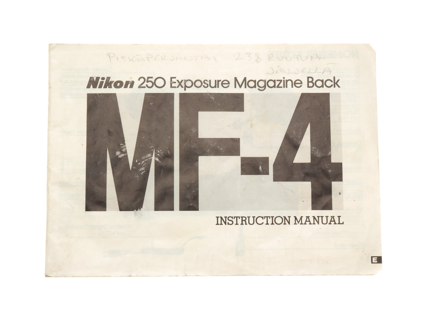 Nikon MF-4 Camera Back Instructions - Accessory