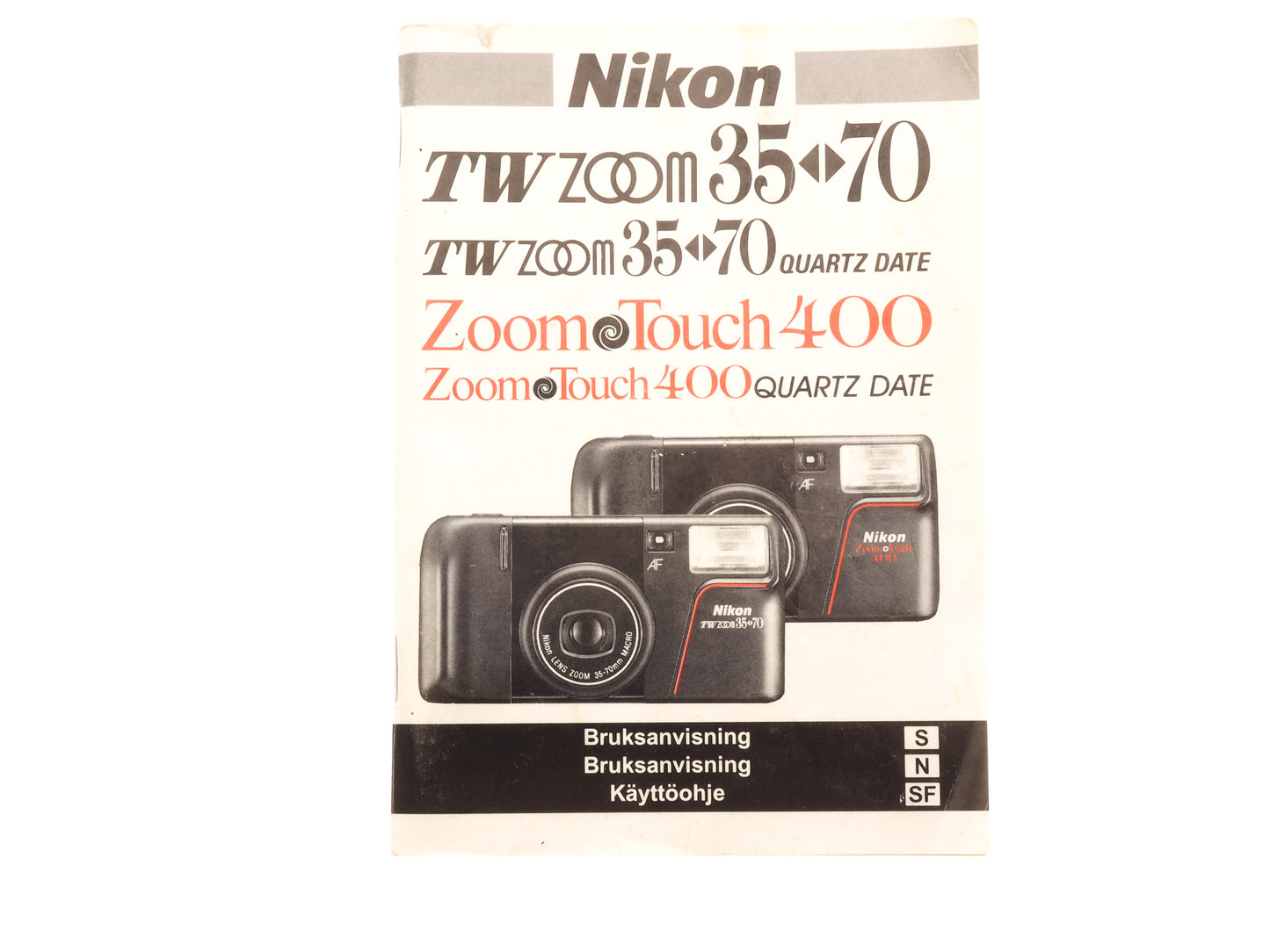 Nikon TW Zoom 35-70 (Quartz Date) / Zoom Touch 400 (Quartz Date) Instructions - Accessory