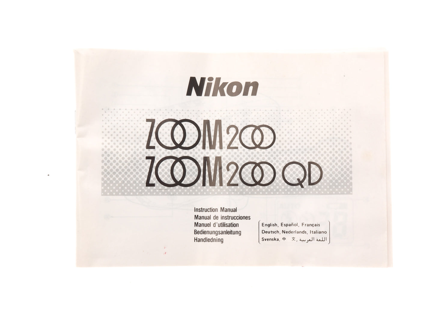 Nikon Zoom 200/200 QD Instructions - Accessory