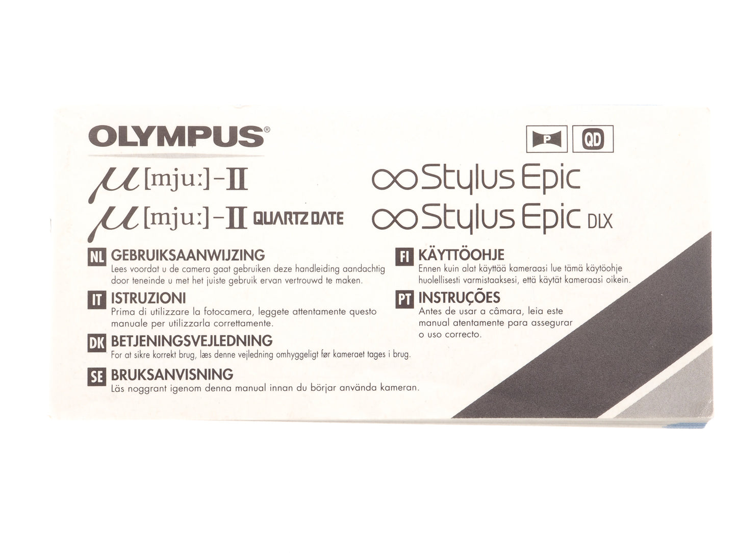Olympus Mju-II / Mju-II Quartz Date / Stylus Epic / Stylus Epic DLX Instructions - Accessory
