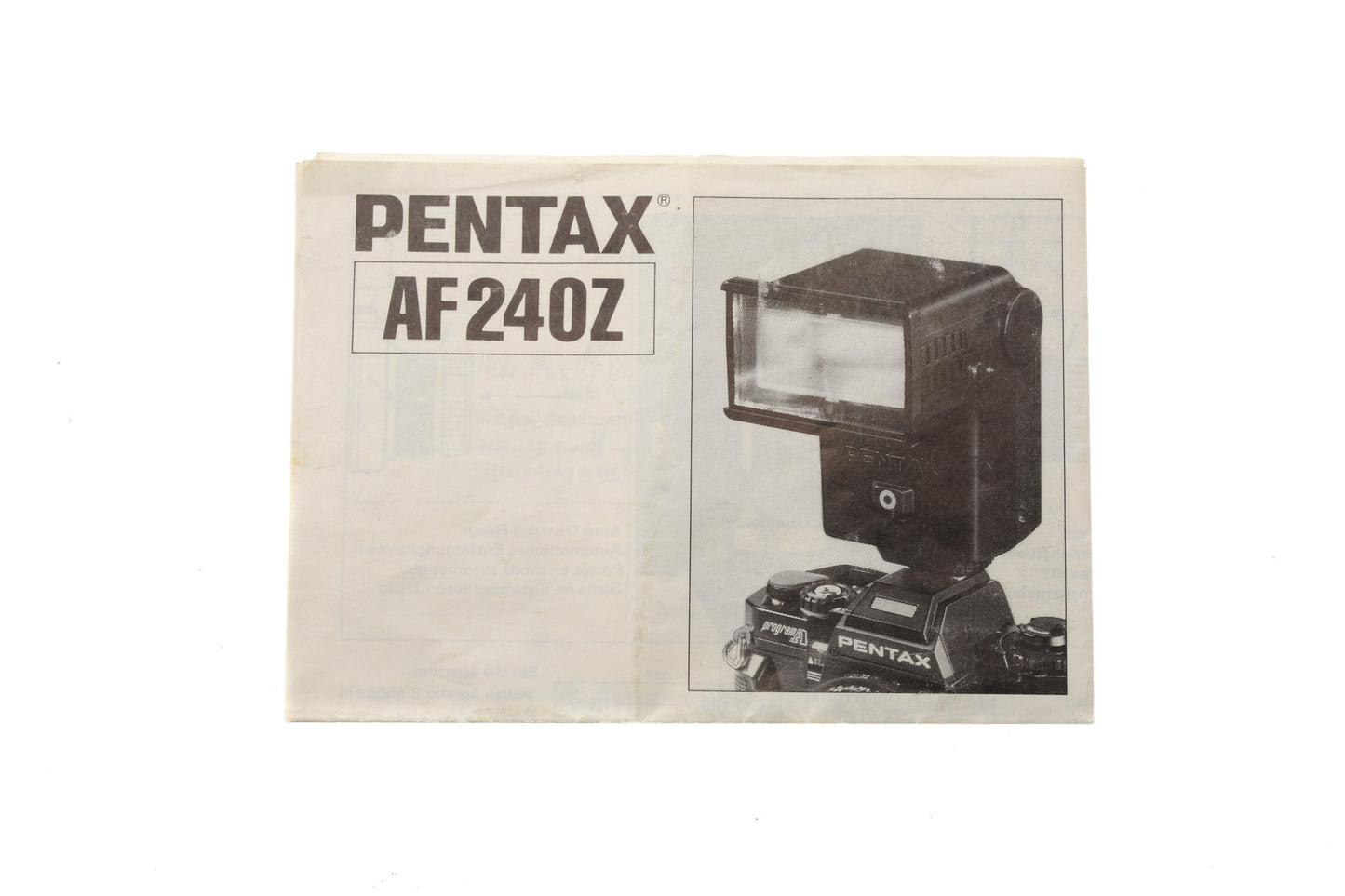 Pentax AF 240Z Instructions - Accessory