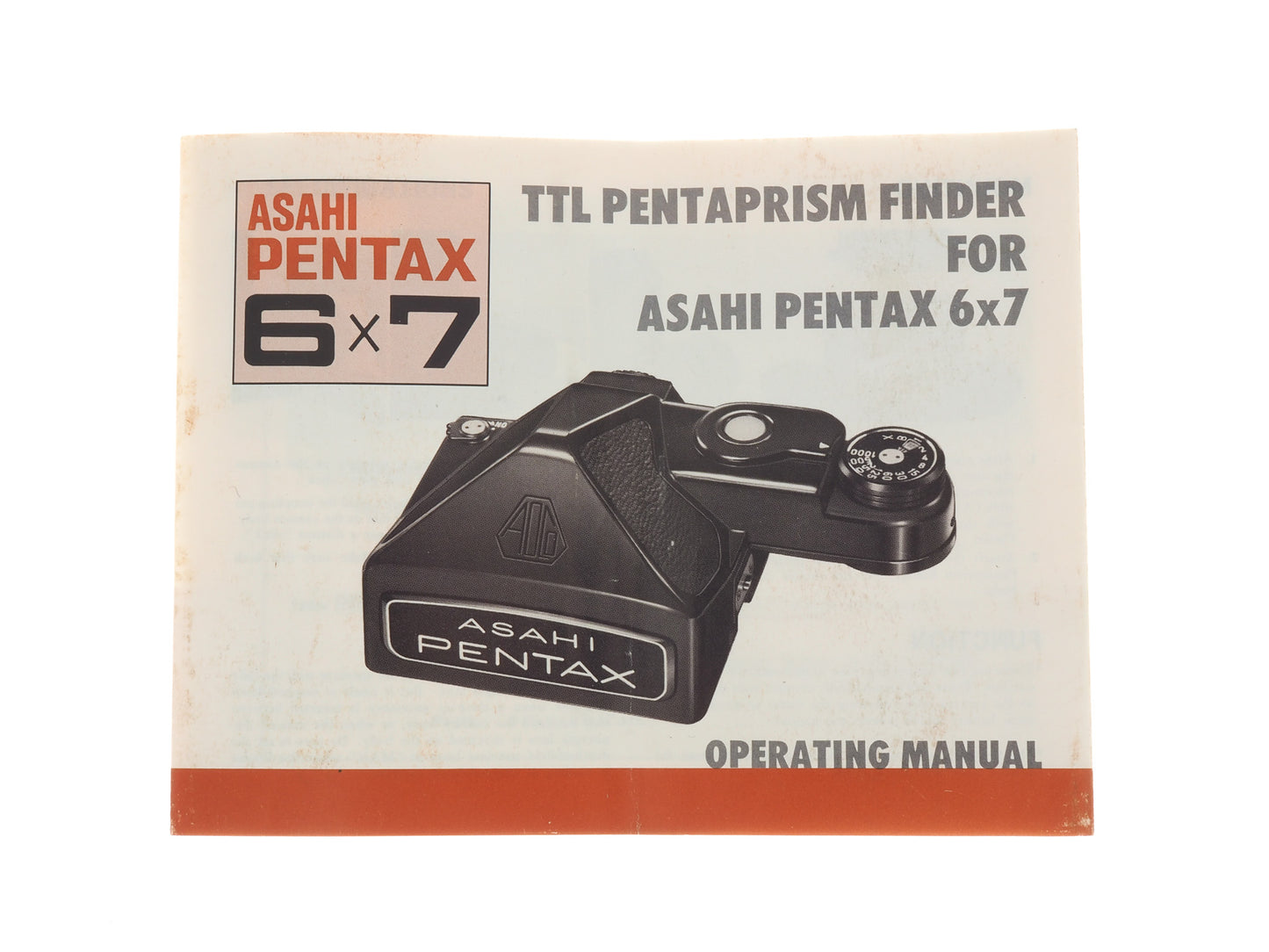 Pentax TTL Pentaprism Finder For Pentax 6x7 Instructions - Accessory
