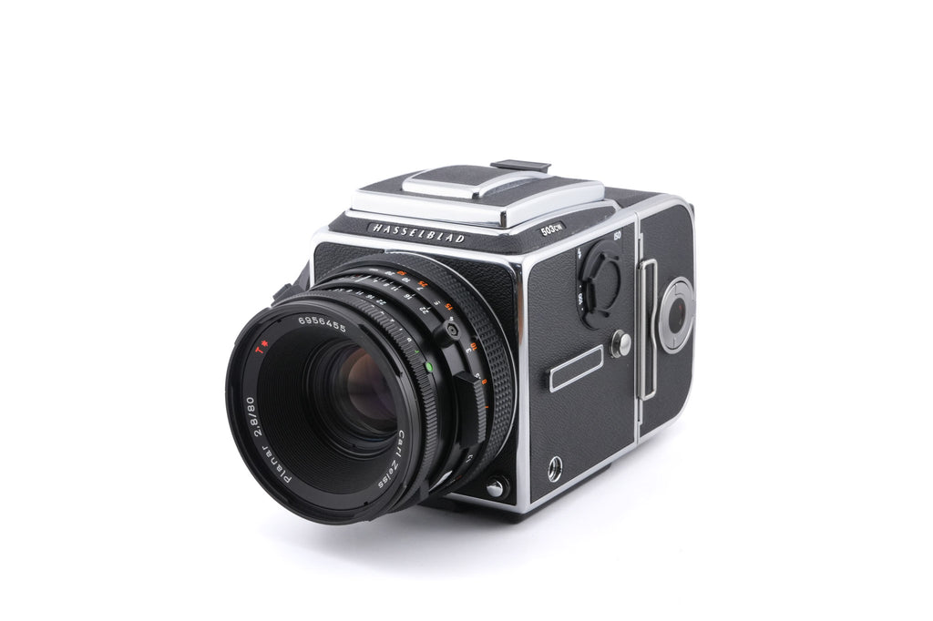 Hasselblad 503CW (Silver, 10243) + A12N Film Magazine + Waist Level Finder (New / Chrome, 42315) + Acute Matte D Microprism / Split Image Focusing Screen (42215) + 80mm f2.8 Planar T* CF (20029) + Winding Crank E (44086)