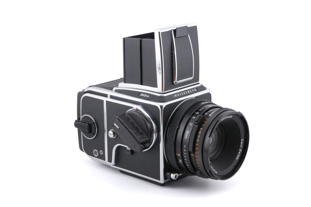 Hasselblad 503CW (Silver, 10243) + A12N Film Magazine + Waist Level Finder (New / Chrome, 42315) + Acute Matte D Microprism / Split Image Focusing Screen (42215) + 80mm f2.8 Planar T* CF (20029) + Winding Crank E (44086)