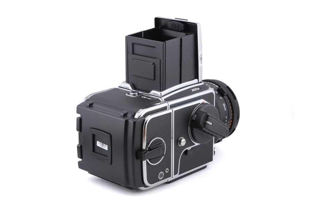 Hasselblad 503CW (Silver, 10243) + A12N Film Magazine + Waist Level Finder (New / Chrome, 42315) + Acute Matte D Microprism / Split Image Focusing Screen (42215) + 80mm f2.8 Planar T* CF (20029) + Winding Crank E (44086)