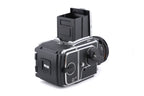 Hasselblad 503CW (Silver, 10243) + A12N Film Magazine + Waist Level Finder (New / Chrome, 42315) + Acute Matte D Microprism / Split Image Focusing Screen (42215) + 80mm f2.8 Planar T* CF (20029) + Winding Crank E (44086)
