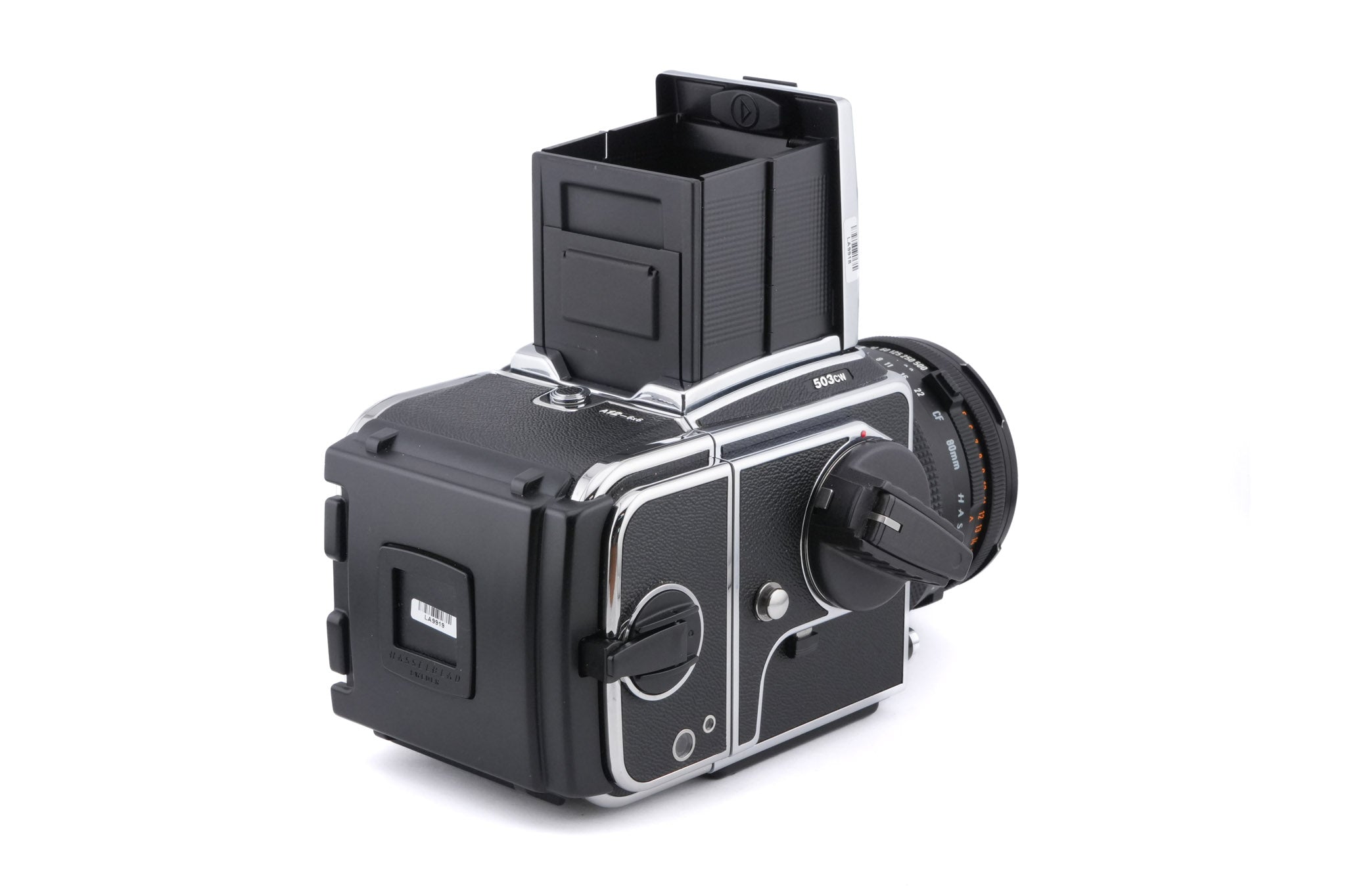 Hasselblad 503CW (Silver, 10243) + A12N Film Magazine + Waist Level Finder (New / Chrome, 42315) + Acute Matte D Microprism / Split Image Focusing Screen (42215) + 80mm f2.8 Planar T* CF (20029) + Winding Crank E (44086)