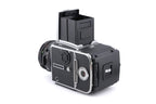 Hasselblad 503CW (Silver, 10243) + A12N Film Magazine + Waist Level Finder (New / Chrome, 42315) + Acute Matte D Microprism / Split Image Focusing Screen (42215) + 80mm f2.8 Planar T* CF (20029) + Winding Crank E (44086)