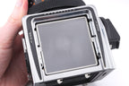 Hasselblad 503CW (Silver, 10243) + A12N Film Magazine + Waist Level Finder (New / Chrome, 42315) + Acute Matte D Microprism / Split Image Focusing Screen (42215) + 80mm f2.8 Planar T* CF (20029) + Winding Crank E (44086)
