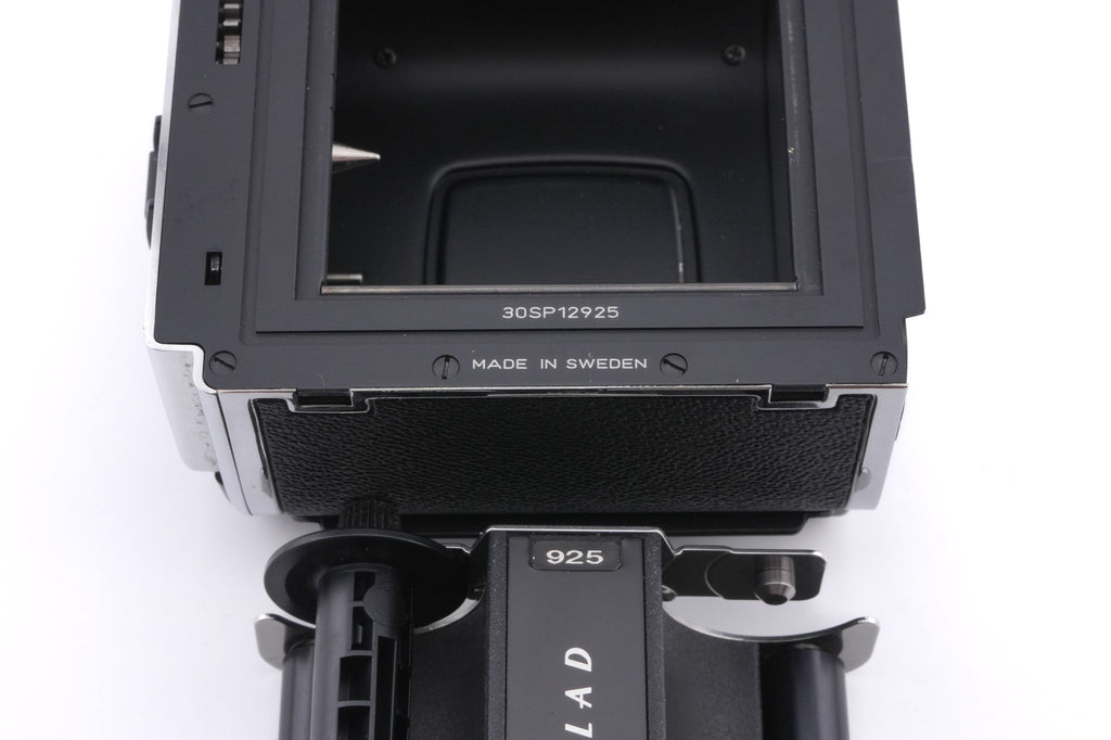 Hasselblad 503CW (Silver, 10243) + A12N Film Magazine + Waist Level Finder (New / Chrome, 42315) + Acute Matte D Microprism / Split Image Focusing Screen (42215) + 80mm f2.8 Planar T* CF (20029) + Winding Crank E (44086)