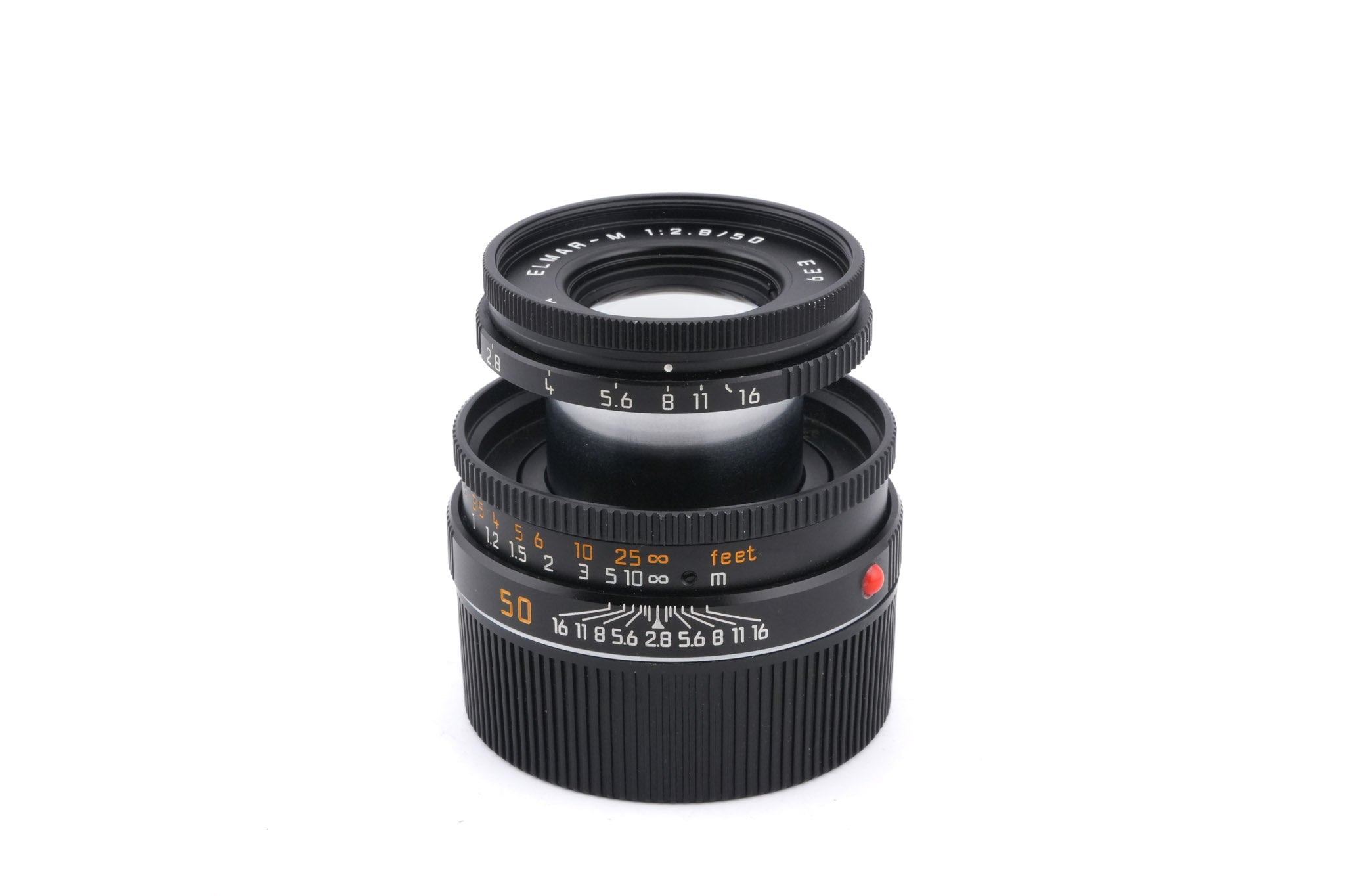 Leica 50mm f2.8 Elmar-M (Black, 11831) + Lens Hood (50mm f2.8 Elmar-M) (12549)