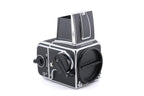 Hasselblad 500C/M (Silver, 10026) + Standard Focusing Screen (42161) + Waist Level Finder (Old / Silver, 42021) + A12 Film Magazine (Silver, 30074) + Rapid Winding Crank (Black / 44032)