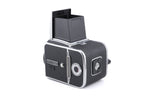 Hasselblad 500C/M (Silver, 10026) + Standard Focusing Screen (42161) + Waist Level Finder (Old / Silver, 42021) + A12 Film Magazine (Silver, 30074) + Rapid Winding Crank (Black / 44032)