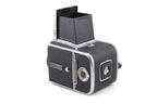 Hasselblad 500C/M (Silver, 10026) + Waist Level Finder (Old / Silver, 42021) + Rapid Winding Crank (44040) + Standard Focusing Screen (42161) + A12 Film Magazine (Silver, 30074)