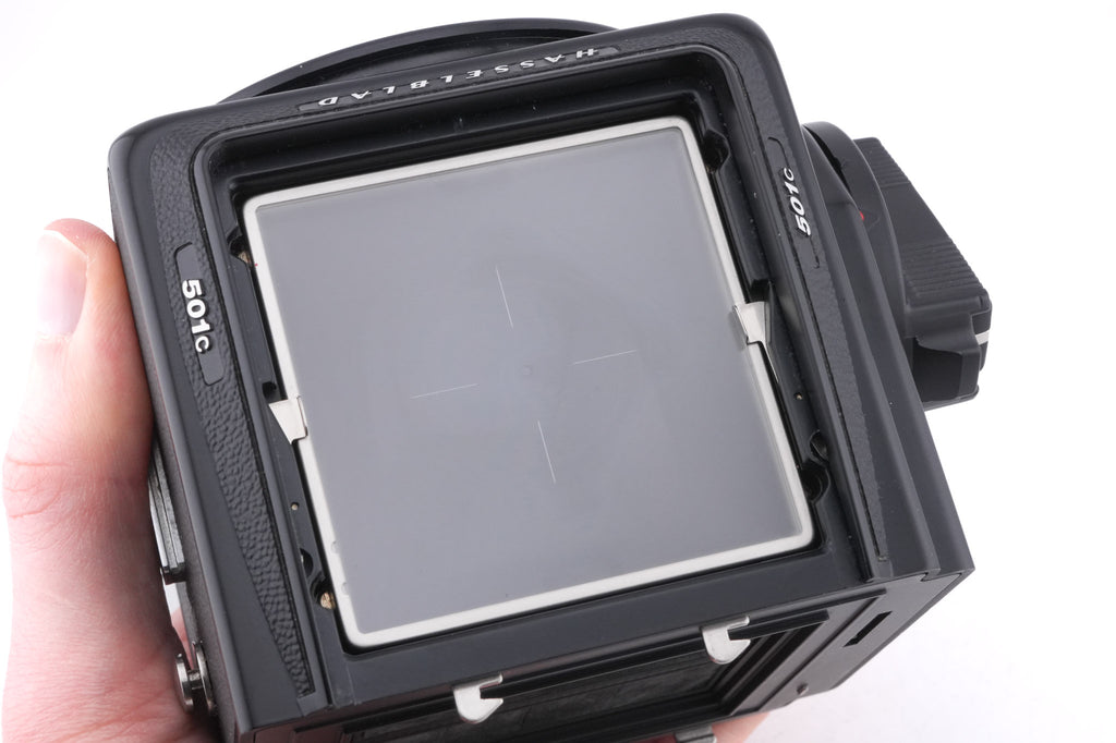 Hasselblad 501C (11045) + Waist Level Finder (New / Black, 42323) + Acute Matte D Standard Focusing Screen (42204)