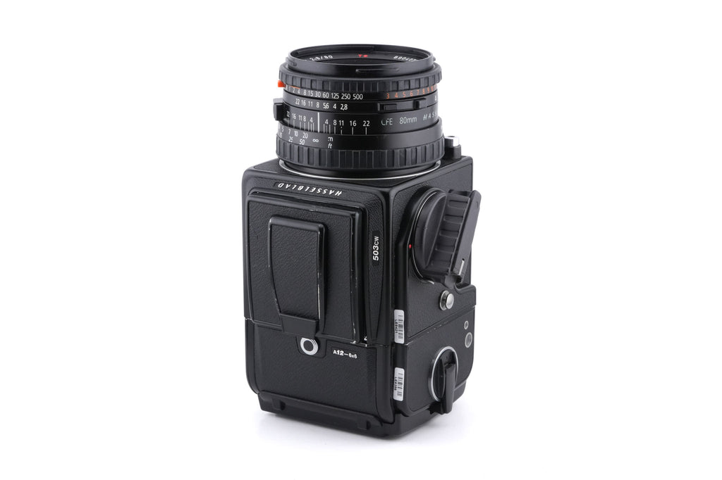 Hasselblad 503CW (Black, 10246) + Acute Matte D Standard Focusing Screen (42204) + Waist Level Finder (New / Black, 42323) + A12N Film Magazine + 80mm f2.8 Planar T* CFE (20034)