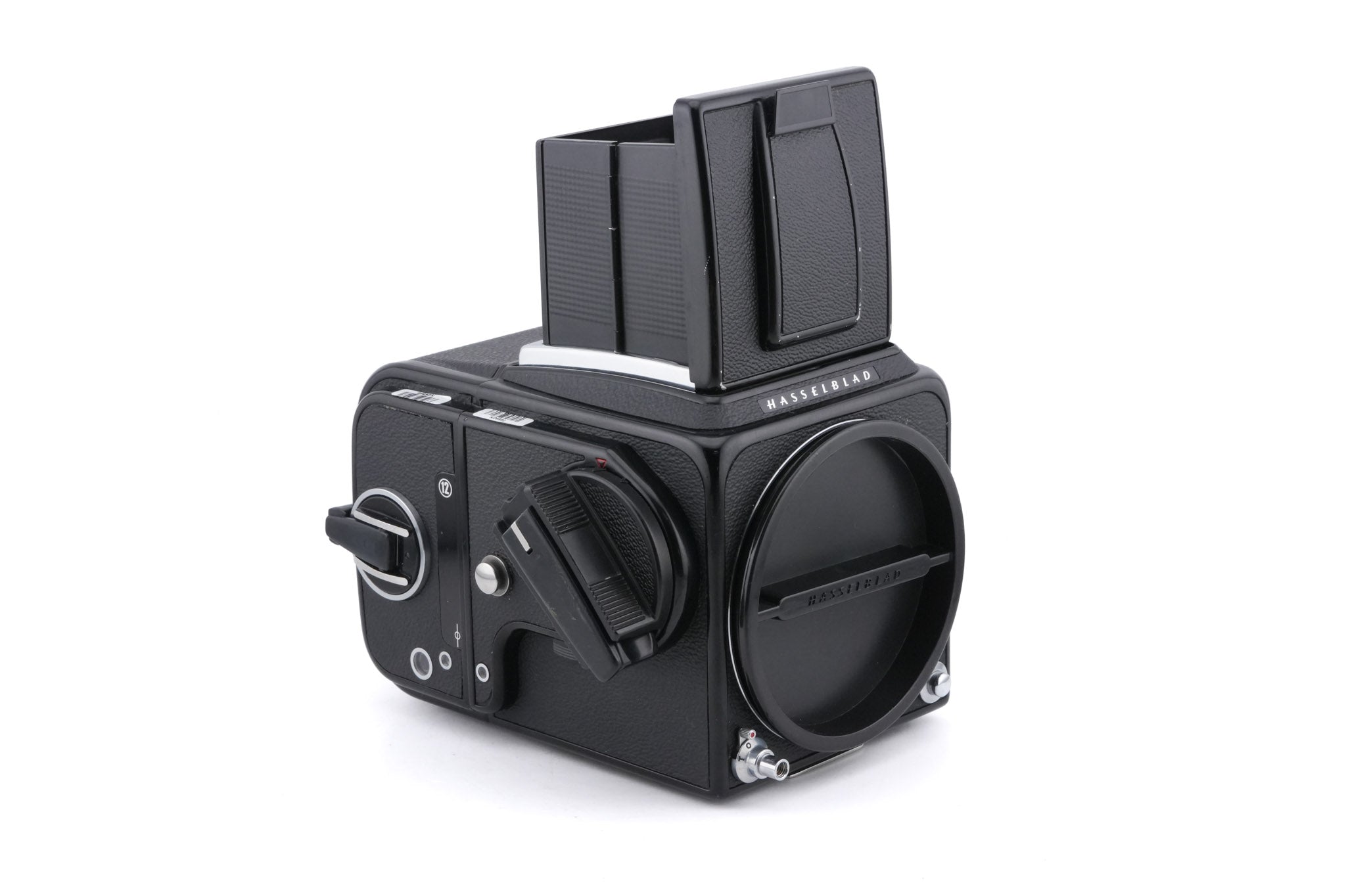 Hasselblad 500C/M (Black, 10170) + Rapid Winding Crank (44040) + A12 Film Magazine (Black, 30147) + Focusing Screen With Split-Image Rangefinder (42188) + Waist Level Finder (New / Black, 42323)