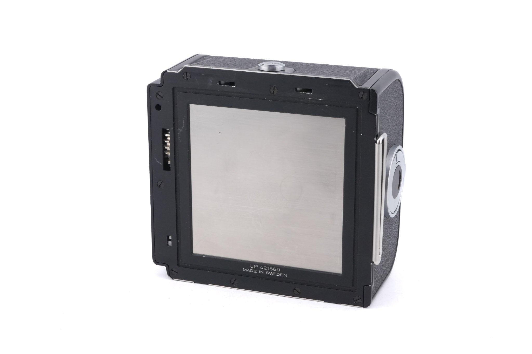 Hasselblad 500C/M (Black, 10170) + Rapid Winding Crank (44040) + A12 Film Magazine (Black, 30147) + Focusing Screen With Split-Image Rangefinder (42188) + Waist Level Finder (New / Black, 42323)